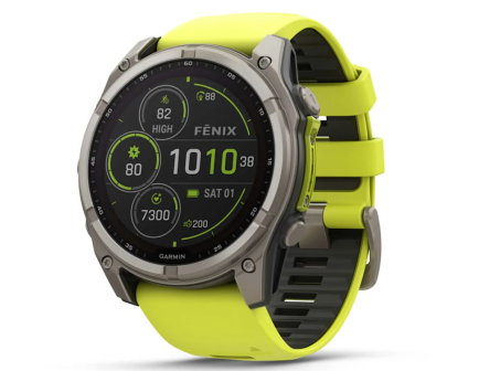 Garmin Fenix 8 51 mm, Solar, Sapphire, Titanium with Amp Yellow/Graphite Silicone Band