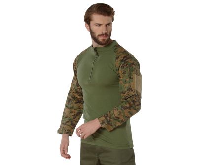 Rothco 1-4 Zip Tactical Airsoft Combat Shirt - Woodland Digital Camo, 3X-Large