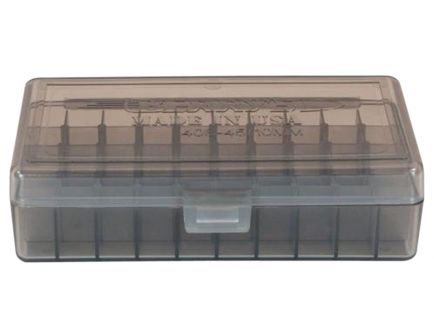 Berrys Bullets 408 .40/.45/10mm 50 Round Snap-Hinge Ammo Box, Smoke - 40801