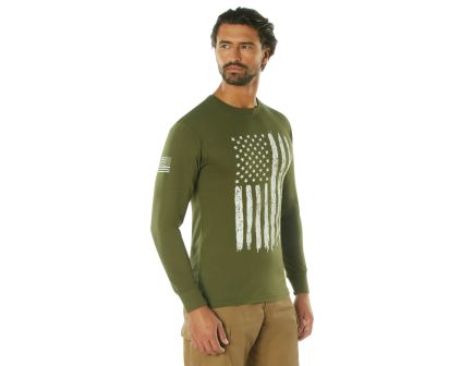Rothco Us Flag Long Sleeve T-Shirt - Olive Drab, Small