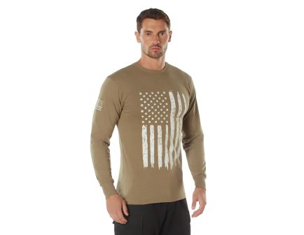 Rothco Us Flag Long Sleeve T-Shirt - Coyote Brown, 3X-Large