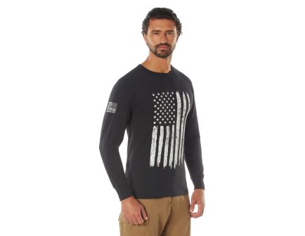 Rothco Us Flag Long Sleeve T-Shirt - Black, 3X-Large