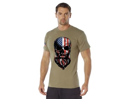 Rothco Us Flag Bearded Skull T-Shirt - Coyote Brown, 3X-Large