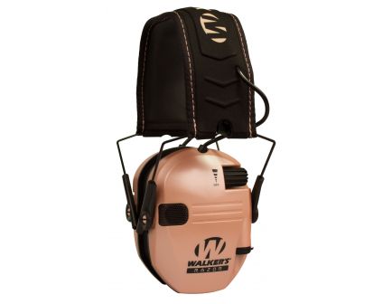 Walkers Game Ear Razor Slim Shooting 23 dB Over the Head Electronic Folding Earmuff, Rose Gold - GWPRSEMRSG