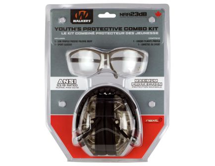 Walkers Game Ear Youth's Protective Combo Kit, Camo Muff/Clear Glass - GWPYMSGLCMO
