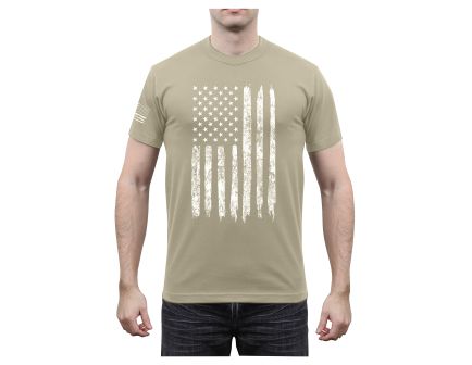 Rothco Distressed Us Flag Athletic Fit T-Shirt - Desert Sand, X-Large