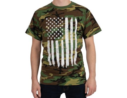 Rothco Camo Us Flag T-Shirt - Woodland Camo, 3X-Large