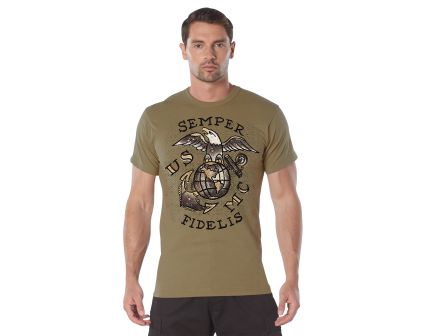 Rothco Usmc Semper Fidelis T-Shirt - Coyote Brown, 3X-Large