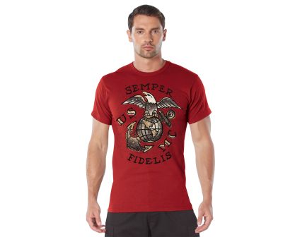 Rothco Usmc Semper Fidelis T-Shirt - Red, 3X-Large