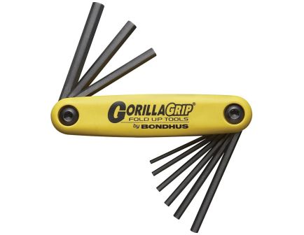Bondhus GorillaGrip/HF9S 9-Piece Hex End Fold-Up Wrench Set, Black/Yellow
