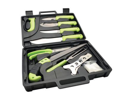 HME 12-Piece Dressing Kit Gut Hook/Drop Point/Caper/Saw Deluxe Field - HME-KN-12DLXDK