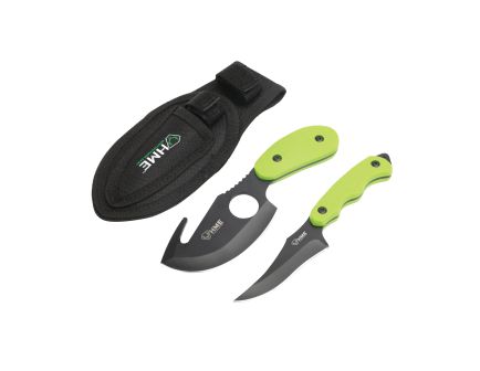 HME 2-Piece Fixed Knife Kit, Green Skinner and Gut Hook Blades for Precision Work - HME-KN-2PSGCK