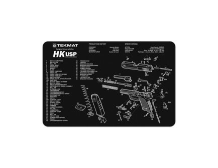 TekMat Heckler & Koch USP Rubber Cleaning Mat 11" x 0.13" - Black/White - TEKR17HKUSP