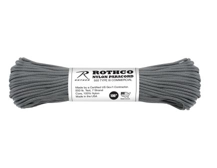 Rothco Nylon Paracord Type III 550 Lb - Charcoal Grey, 100