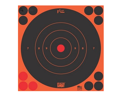 Pro-Shot Splatter Shot 8" - Orange Bull's-Eye Target - Peel and Stick - 6 Pack - 8B-ORNG-6PK