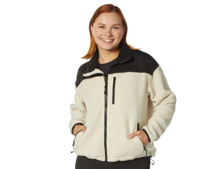 Rothco Womens Trailsman Sherpa Fleece Jacket - Cream-Black, 2X-Large
