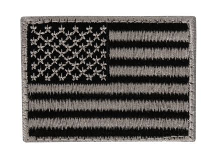 Rothco Mini Us Flag Patch With Hook Back - Black - Silver