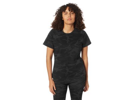 Rothco Womens Essential Raglan Sleeve T-Shirt - Midnight Black Camo, 2X-Large