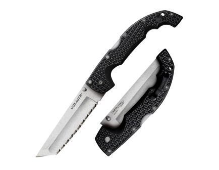 Cold Steel Voyager Large Folder Tanto Serrated Edge Knife in Sleek Black - CS-29AXTS