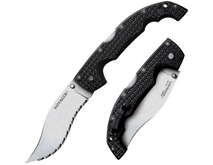 Cold Steel Voyager Large Kukri Folder Serrated Edge for Versatile Use in Black - CS-29AXVS