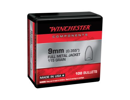 Winchester Ammunition 9mm 115 gr Reloading Bullets  FMJFB 100rds - WB9MC115X