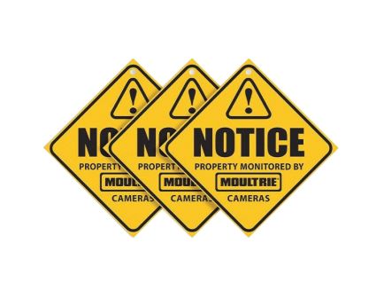 Moultrie Feeders Camera Surveillance Sign in Yellow - Deter Unauthorized Access - MCA13133