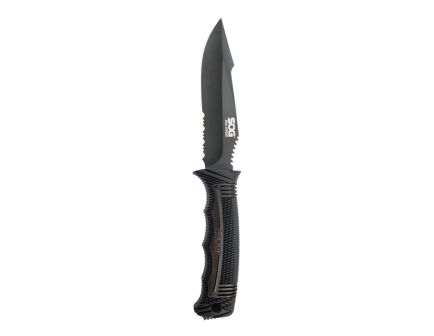 SOG Knives Seal Strike, Fixed Blade Knife, Partially Serrated Clip Point, Black - SOGSS1003-CP