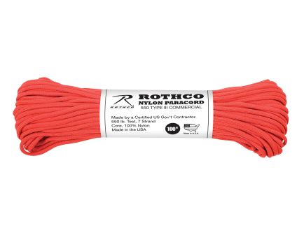 Rothco Nylon Paracord Type III 550 Lb - Red, 100