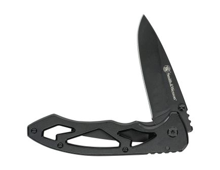 Smith & Wesson Skeletonized Large Folding Knife Drop Point, Silver - CK400LCP