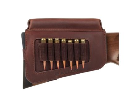Allen Westcliff Leather Buttstock Cartridge Carrier with Cheek Piece, Brown - 8519