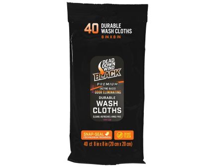 Dead Down Wind Black Premium 8" x 8" Wash Cloths, Pack of 40