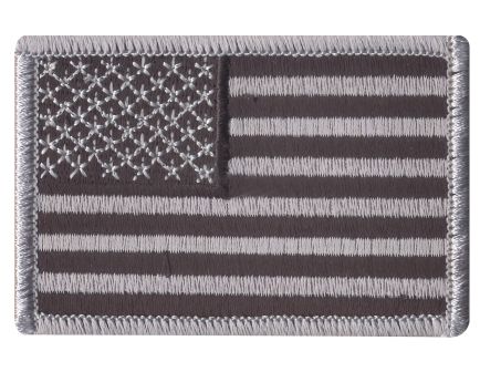Rothco Iron On - Sew On Embroidered Us Flag Patch, Black - Silver, Orientation Normal