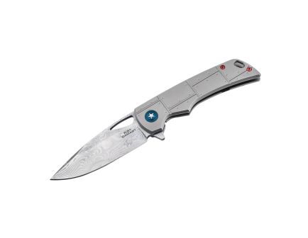 Boker Plus P-51 Damast Folding Knife Drop Point, Silver