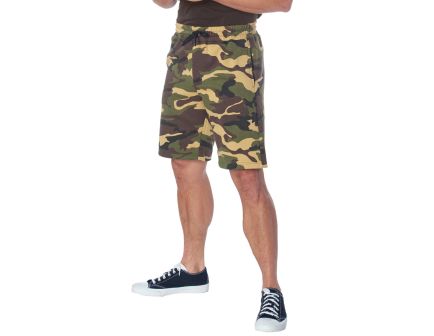 Rothco Camo And Solid Color Sweatshorts - Woodland Camo, Medium