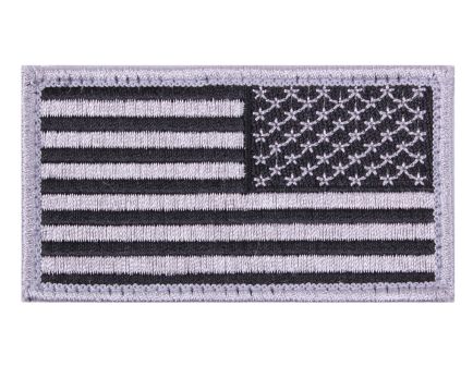 Rothco American Flag Patch - Hook Back, Black - Silver, Orientation Reverse