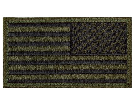 Rothco American Flag Patch - Hook Back, Olive Drab - Black, Orientation Reverse