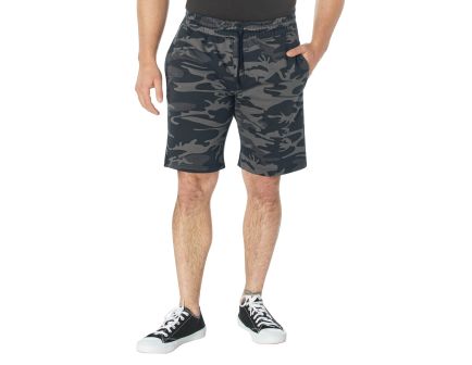 Rothco Camo And Solid Color Sweatshorts - Black Camo, Medium