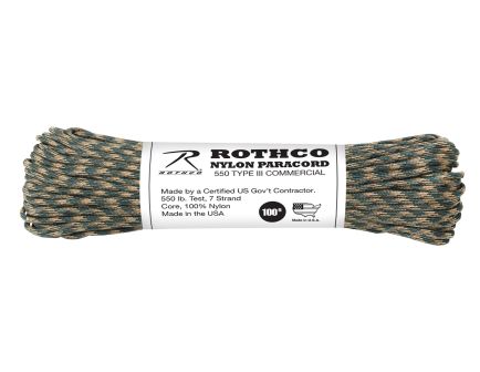 Rothco 550Lb Type III Nylon Camo Paracord - Woodland Camo, 100