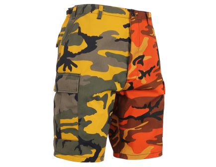Rothco Two-Tone Camo Bdu Short - Stinger Yellow - Savage Orange Camo, Small