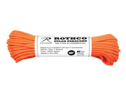Rothco Nylon Paracord Type III 550 Lb - Safety Orange, 100