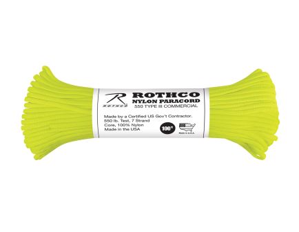 Rothco Nylon Paracord Type III 550 Lb - Neon Yellow, 100