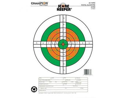 Champion Scorekeeper 25 Yard Slowfire Fluorescent Pistol Target, 12 Pack - 45760