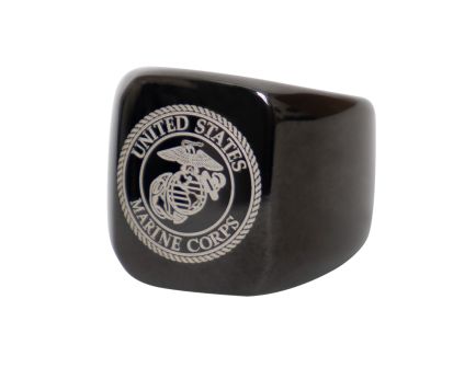 Rothco Stainless Steel Usmc Eagle, Globe And Anchor Ring - Black, Ring Size 8