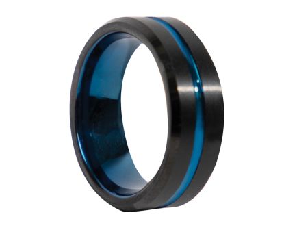 Rothco Tungsten Carbide Thin Blue Line Ring - Black, Ring Size 7