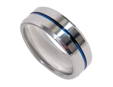 Rothco Tungsten Carbide Thin Blue Line Ring - Silver, Ring Size 9