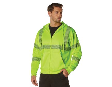Rothco Hi-Vis Performance Zipper Sweatshirt - Safety Green, Large