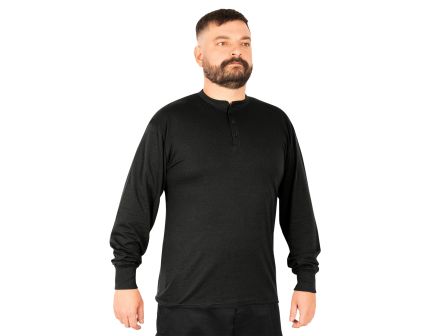 Rothco Long Sleeve Henley T-Shirt - Black, 3X-Large