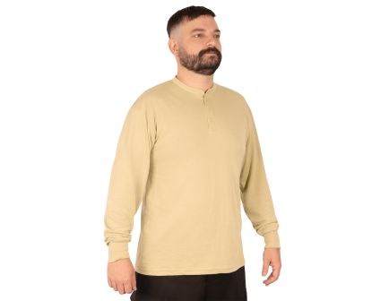 Rothco Long Sleeve Henley T-Shirt - Desert Sand, 3X-Large
