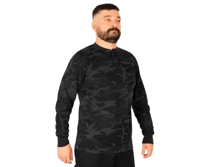Rothco Long Sleeve Henley T-Shirt - Midnight Black Camo, 3X-Large
