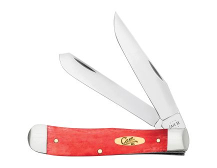 Case Dark Red Bone Trapper Folding Knife Clip Point/Spey Red - Durable, Lightweight and Reliable Handle - 10760